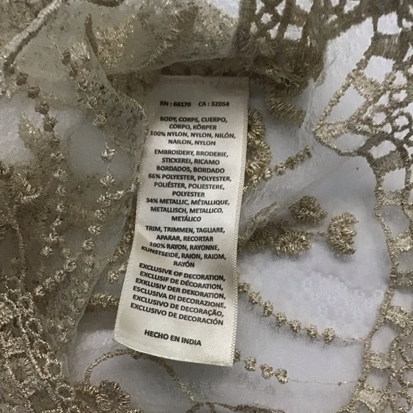 Anthropologie Moulinette Soeurs Sheer Gold Lace Top - Picture 9 of 12